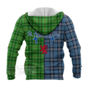 Galloway Tartan Knitted Hoodie Happy St. Andrew's Day Half Tartan Style