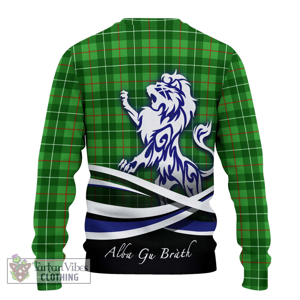 Galloway Tartan Knitted Sweater with Alba Gu Brath Regal Lion Emblem - Tartanvibesclothing Shop