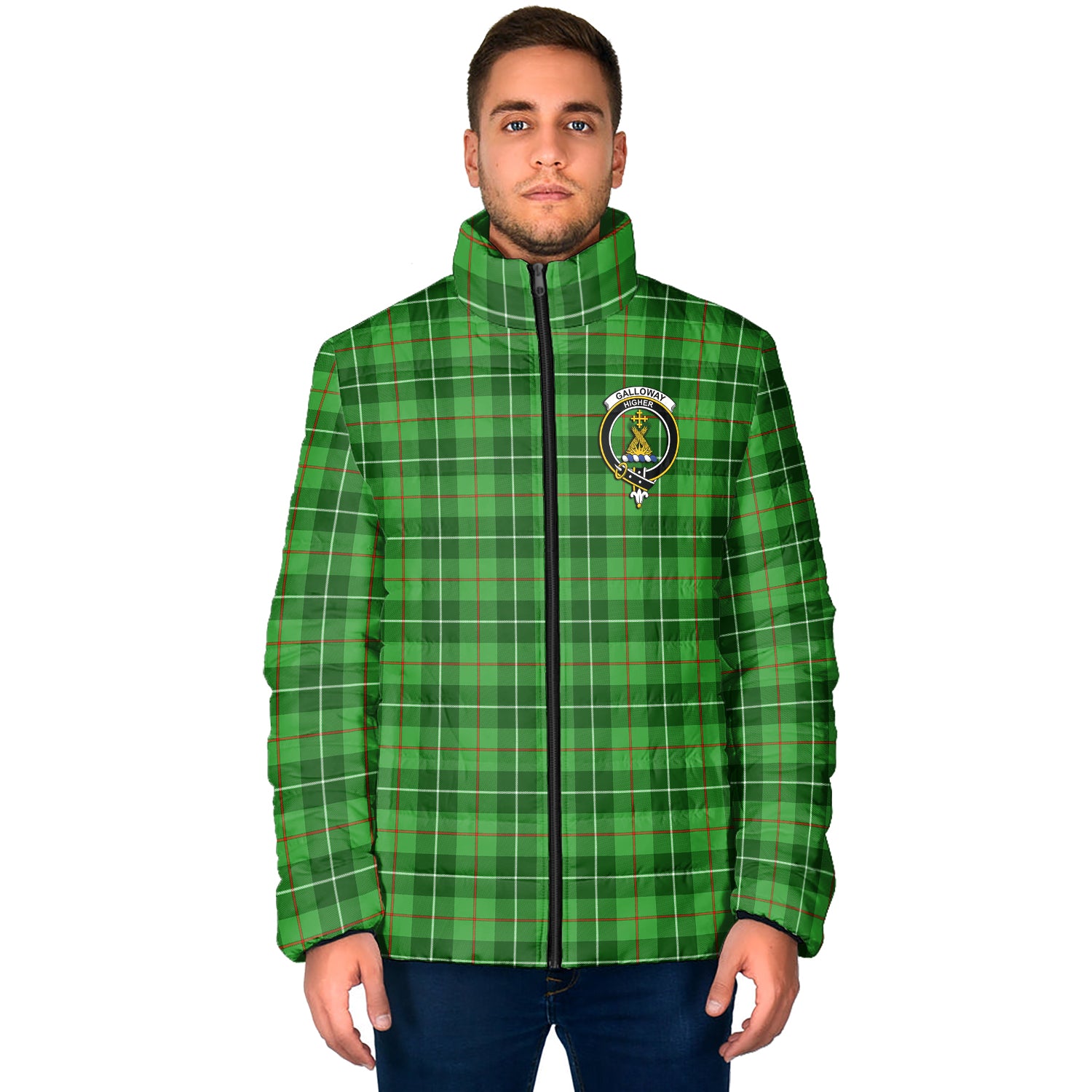 Galloway Tartan Padded Jacket with Family Crest - Tartan Vibes Clothing