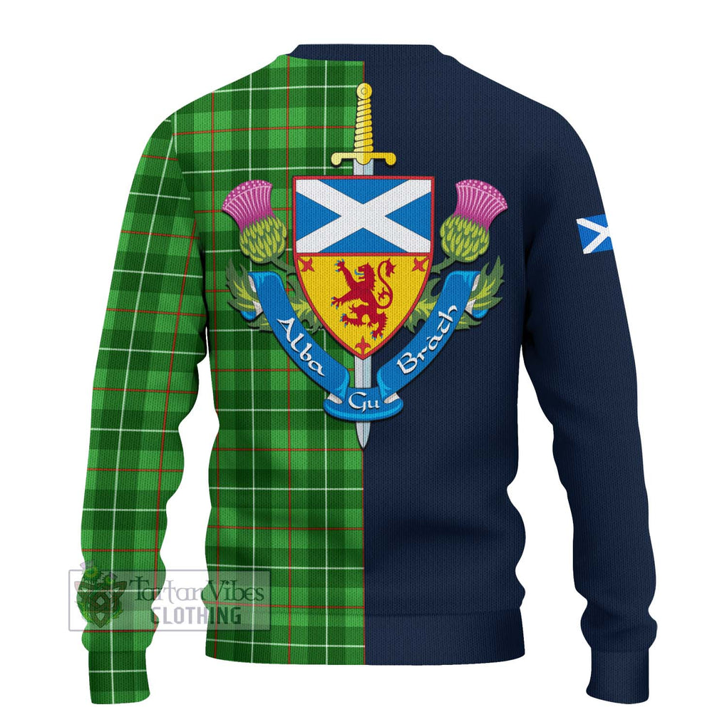 Tartan Vibes Clothing Galloway Tartan Knitted Sweater with Scottish Lion Royal Arm Half Style