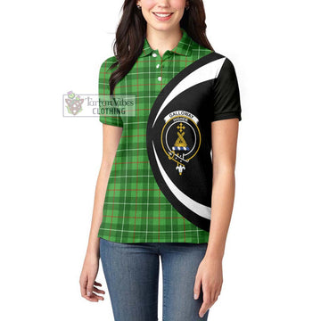 Galloway Tartan Women's Polo Shirt with Family Crest Circle Style