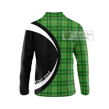 Galloway Tartan Long Sleeve Polo Shirt with Family Crest Circle Style