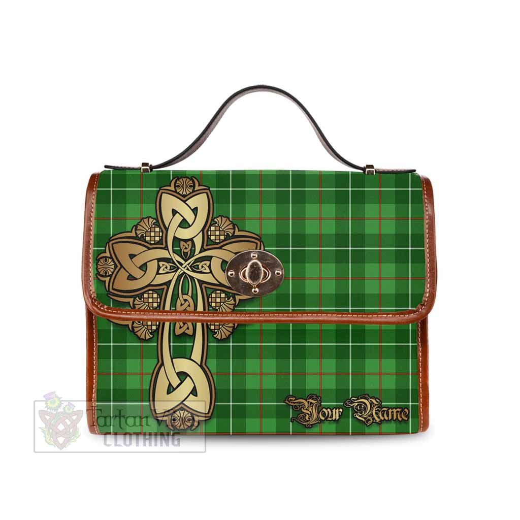 Tartan Vibes Clothing Galloway Tartan Waterproof Canvas Bag Golden Thistle Celtic Cross Style