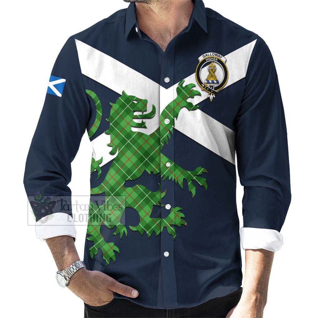 Tartan Vibes Clothing Galloway Tartan Lion Rampant Long Sleeve Button Shirt – Proudly Display Your Heritage with Alba Gu Brath and Clan Name