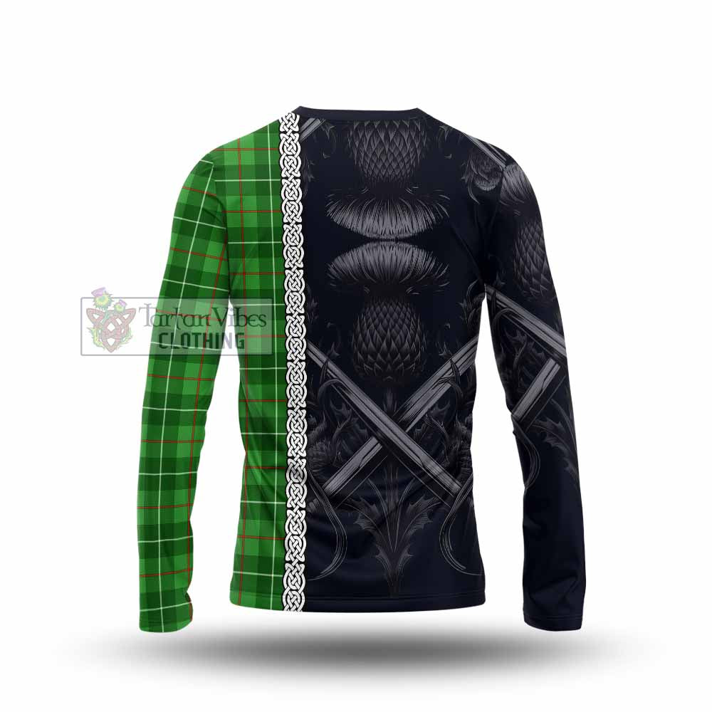 Tartan Vibes Clothing Galloway Tartan Long Sleeve T-Shirt with Family Crest Cross Sword Thistle Celtic Vibes