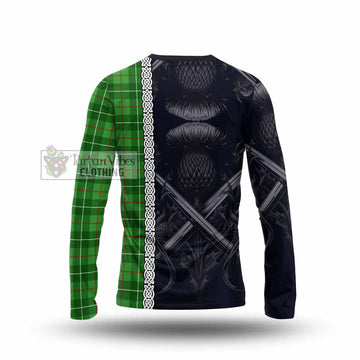 Galloway Tartan Long Sleeve T-Shirt with Family Crest Cross Sword Thistle Celtic Vibes