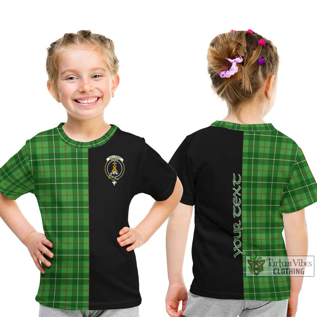 Galloway Tartan Kid T-Shirt with Family Crest and Half Of Me Style - Tartanvibesclothing Shop