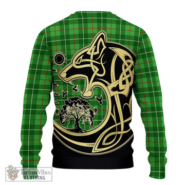 Galloway Tartan Ugly Sweater with Family Crest Celtic Wolf Style