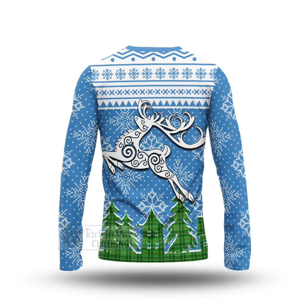 Tartan Vibes Clothing Galloway Clan Christmas Long Sleeve T-Shirt Celtic Reindeer Style