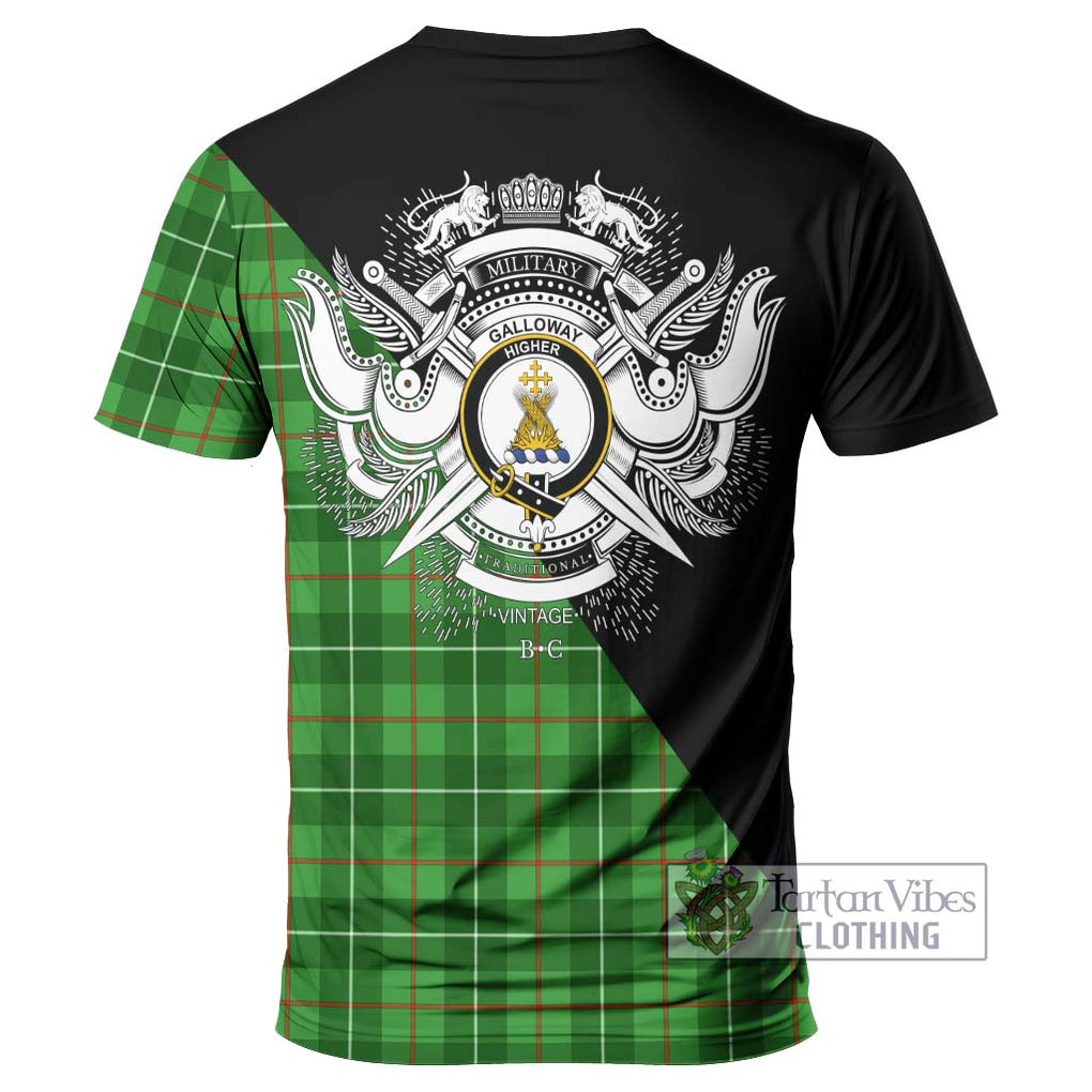 Galloway Tartan T-Shirt with Family Crest and Military Logo Style - Tartanvibesclothing Shop