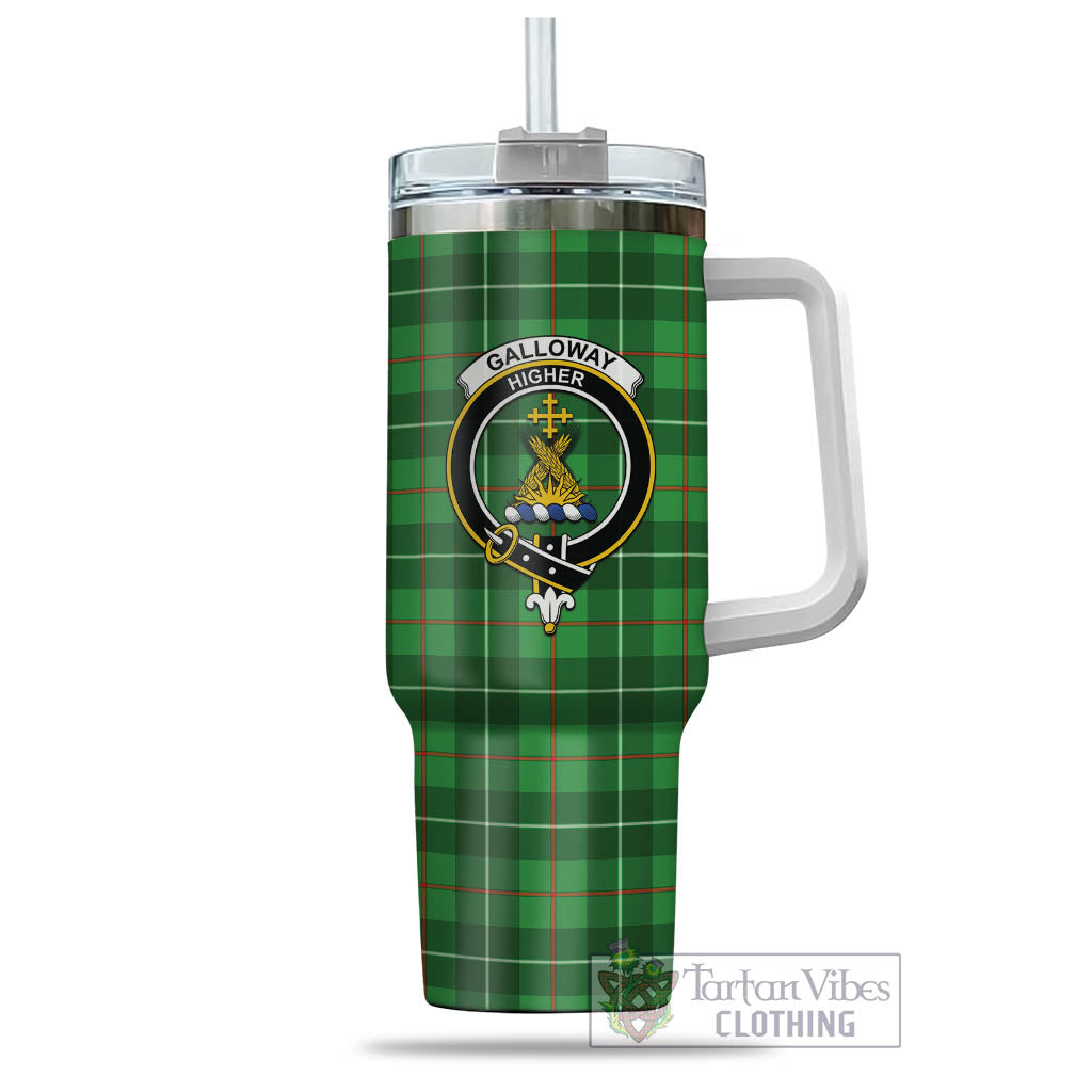 Tartan Vibes Clothing Galloway Tartan and Family Crest Tumbler with Handle