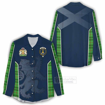 Galloway Tartan Women's Casual Shirt with Family Crest and Lion Rampant Vibes Sport Style