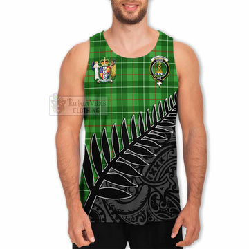 Galloway Crest Tartan Men's Tank Top with New Zealand Silver Fern Half Style