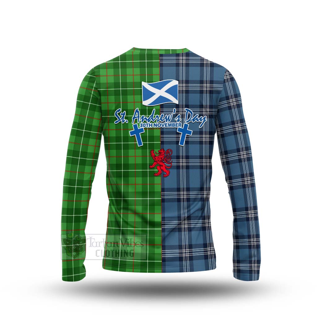 Tartan Vibes Clothing Galloway Tartan Long Sleeve T-Shirt Happy St. Andrew's Day Half Tartan Style