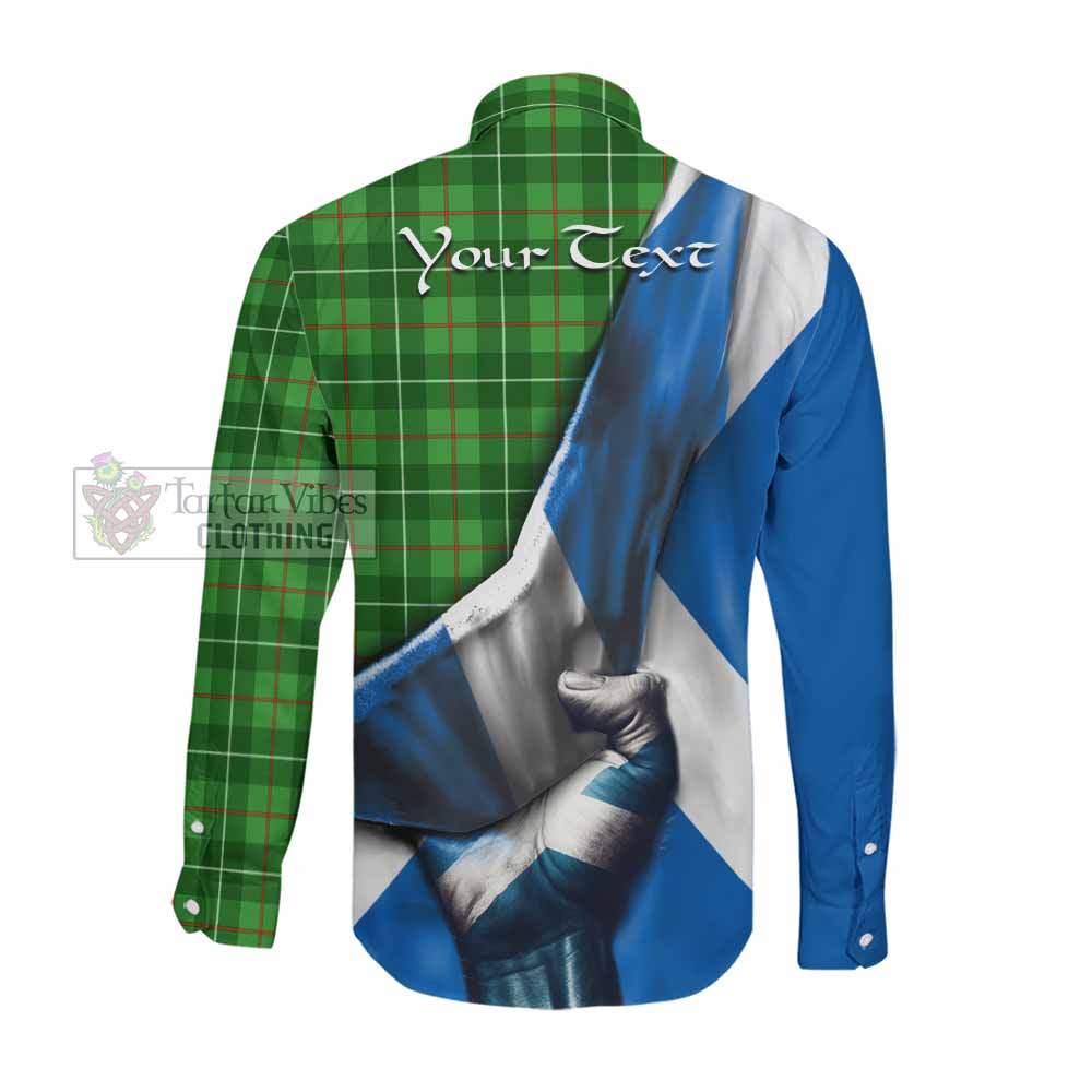 Tartan Vibes Clothing Galloway Tartan Long Sleeve Button Shirt with Family Crest Scotland Patriotic Style