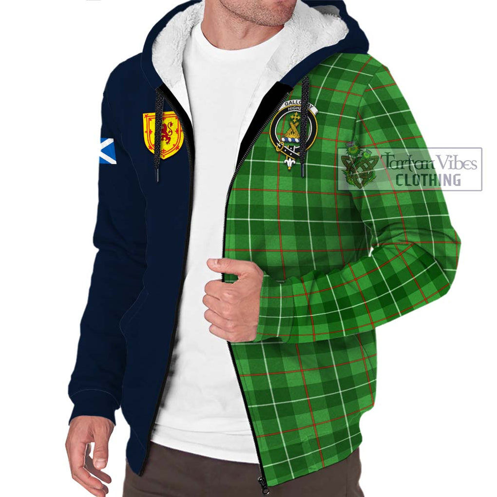 Tartan Vibes Clothing Galloway Tartan Sherpa Hoodie with Scottish Lion Royal Arm Half Style