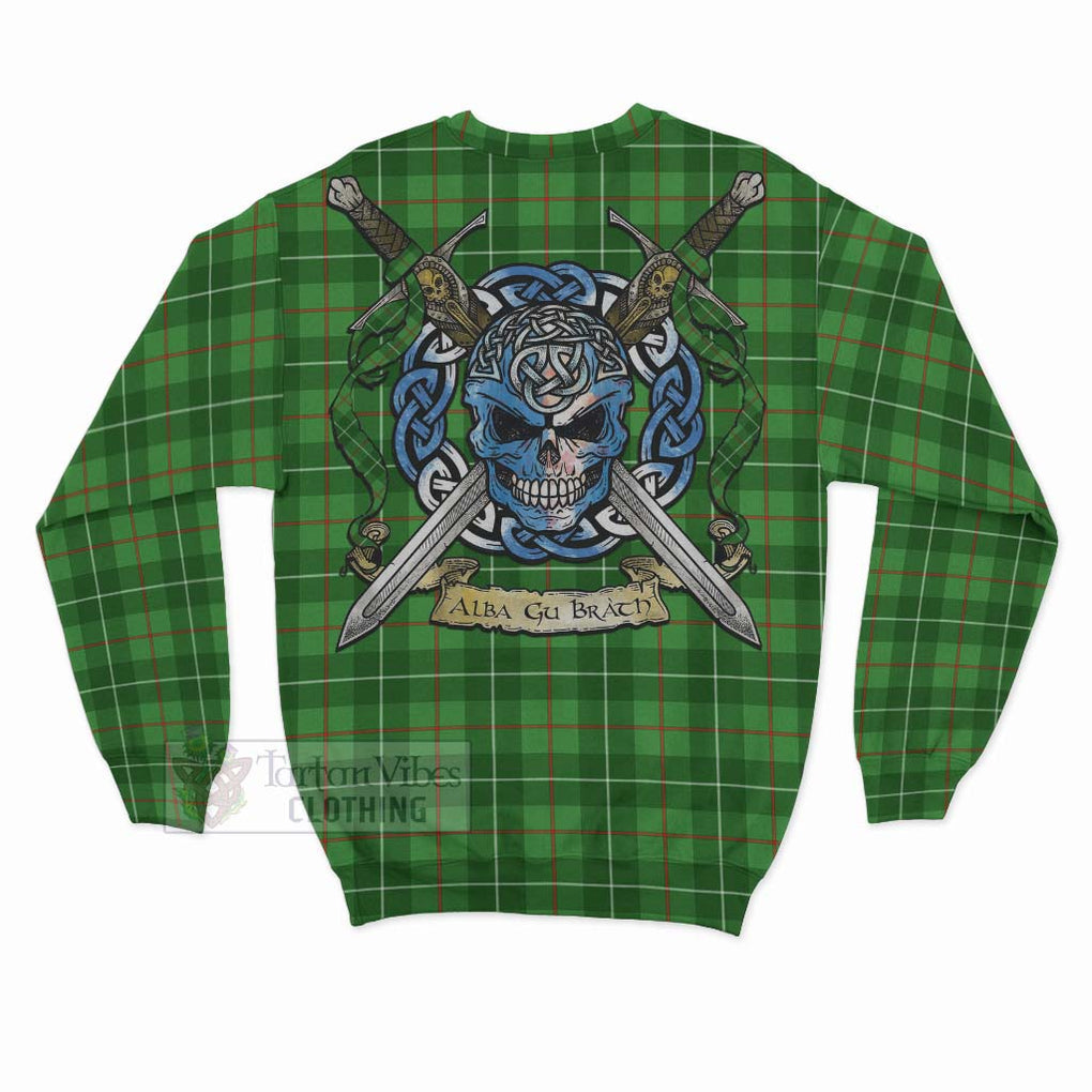 Tartan Vibes Clothing Galloway Tartan Sweatshirt with Family Crest Celtic Skull Style