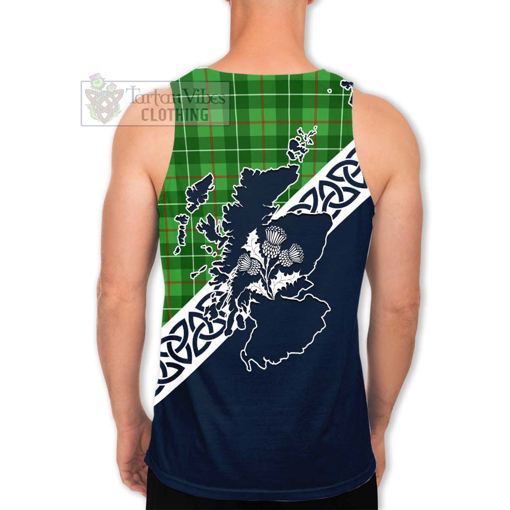 Tartan Vibes Clothing Galloway Tartan Men's Tank Top Featuring Thistle and Scotland Map