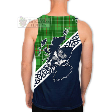 Galloway Tartan Men's Tank Top Featuring Thistle and Scotland Map