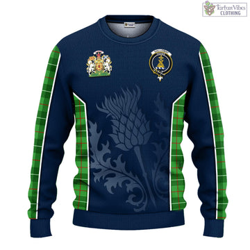 Galloway Tartan Knitted Sweatshirt with Family Crest and Scottish Thistle Vibes Sport Style