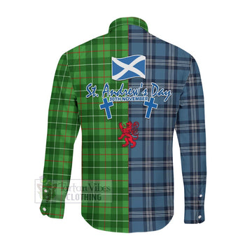 Galloway Tartan Long Sleeve Button Shirt Happy St. Andrew's Day Half Tartan Style