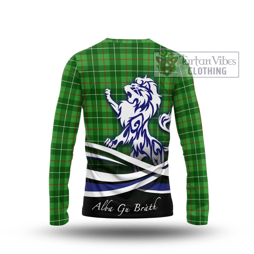 Galloway Tartan Long Sleeve T-Shirt with Alba Gu Brath Regal Lion Emblem - Tartanvibesclothing Shop