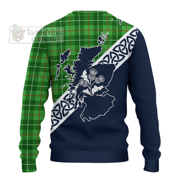 Galloway Tartan Ugly Sweater Featuring Thistle and Scotland Map