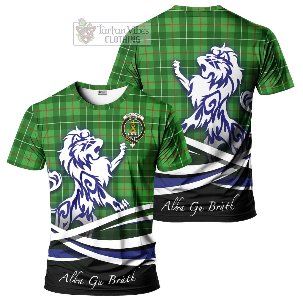 Tartan Vibes Clothing Galloway Tartan Cotton T-shirt with Alba Gu Brath Regal Lion Emblem