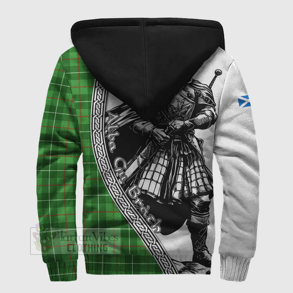 Tartan Vibes Clothing Galloway Tartan Clan Crest Sherpa Hoodie with Highlander Warrior Celtic Style