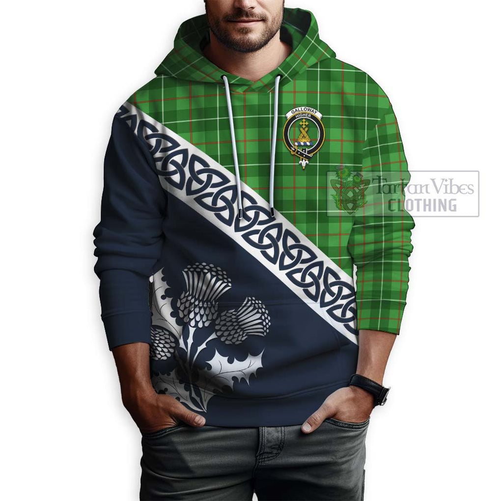 Tartan Vibes Clothing Galloway Tartan Hoodie Featuring Thistle and Scotland Map