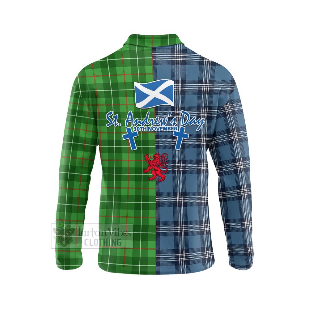 Tartan Vibes Clothing Galloway Tartan Long Sleeve Polo Shirt Happy St. Andrew's Day Half Tartan Style