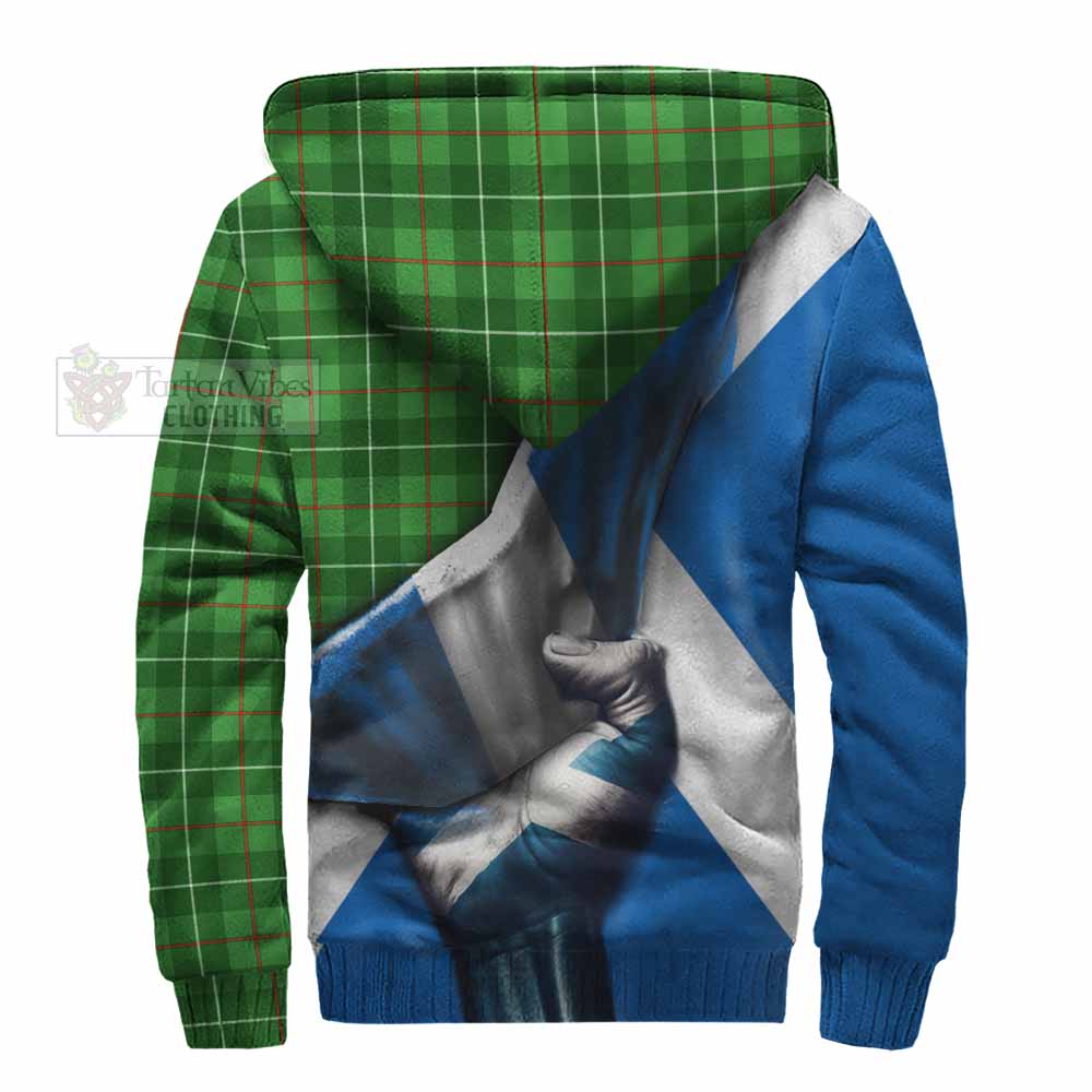 Tartan Vibes Clothing Galloway Tartan Sherpa Hoodie with Family Crest Scotland Patriotic Style