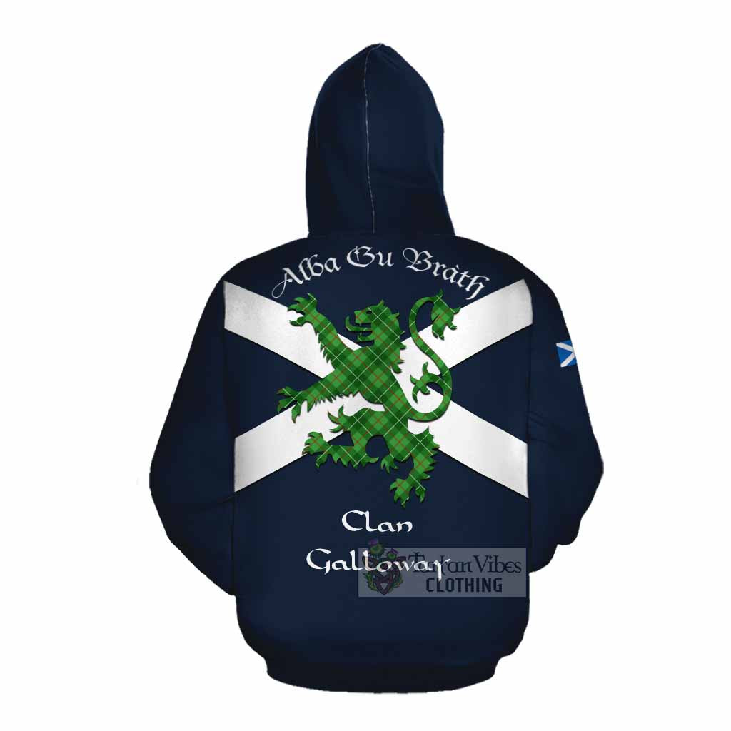 Tartan Vibes Clothing Galloway Tartan Lion Rampant Cotton Hoodie Proudly Display Your Heritage with Alba Gu Brath and Clan Name