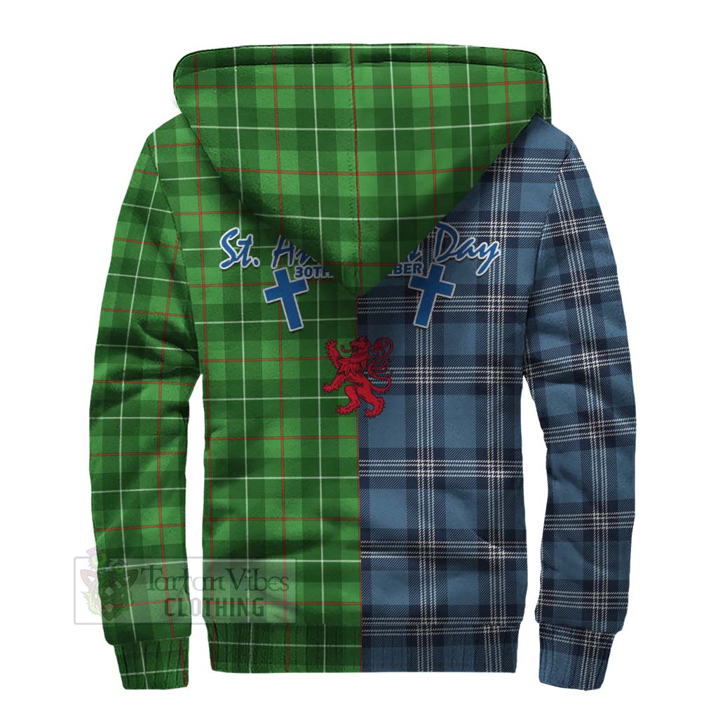 Tartan Vibes Clothing Galloway Tartan Sherpa Hoodie Happy St. Andrew's Day Half Tartan Style