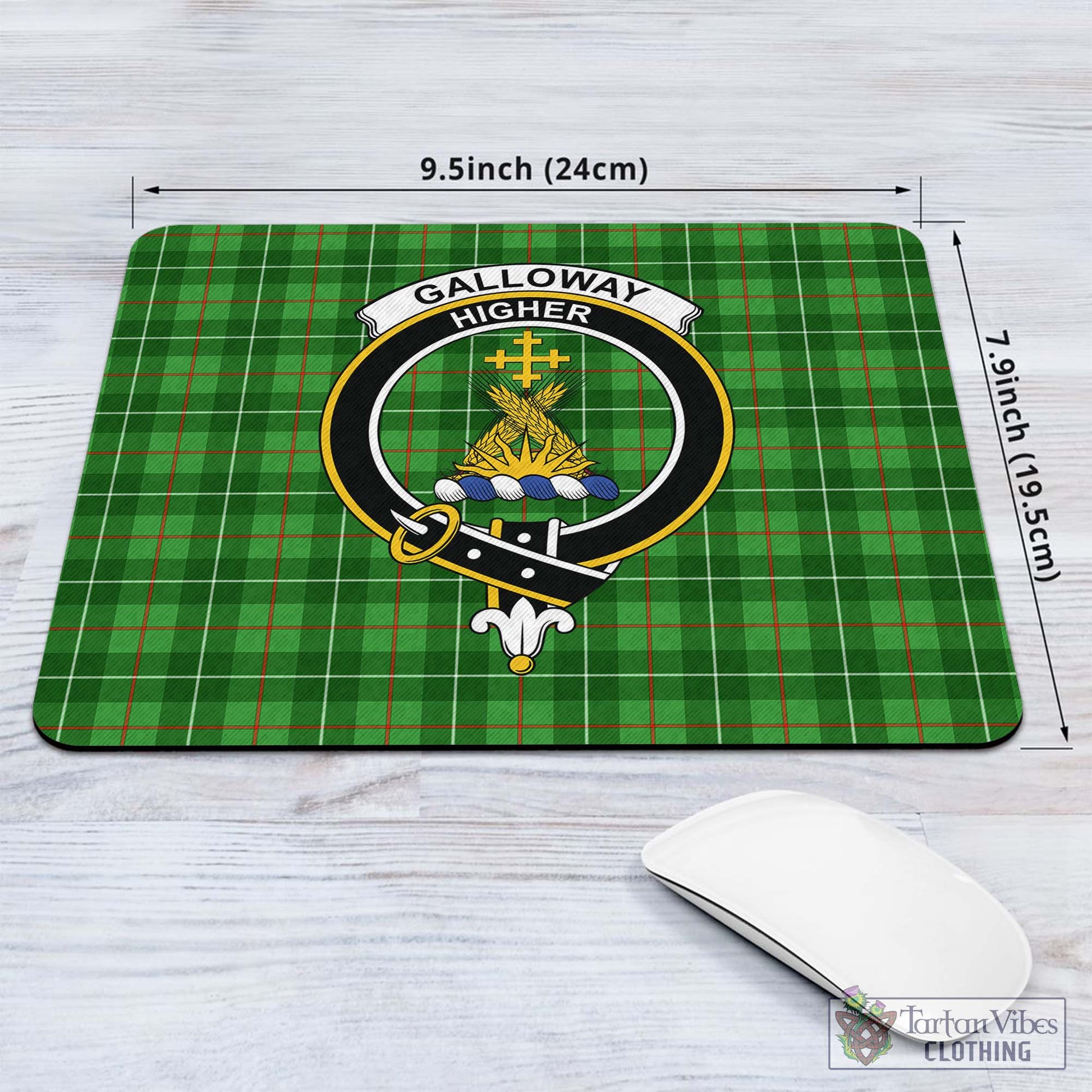 Tartan Vibes Clothing Galloway Tartan Mouse Pad with Family Crest