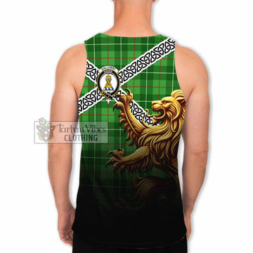 Galloway Crest Tartan Men's Tank Top with Golden Lion Emblem Celtic Style - Tartan Vibes Clothing