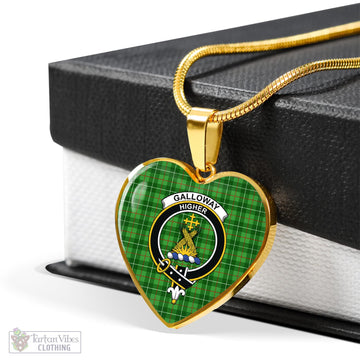 Galloway Tartan Heart Necklace with Family Crest