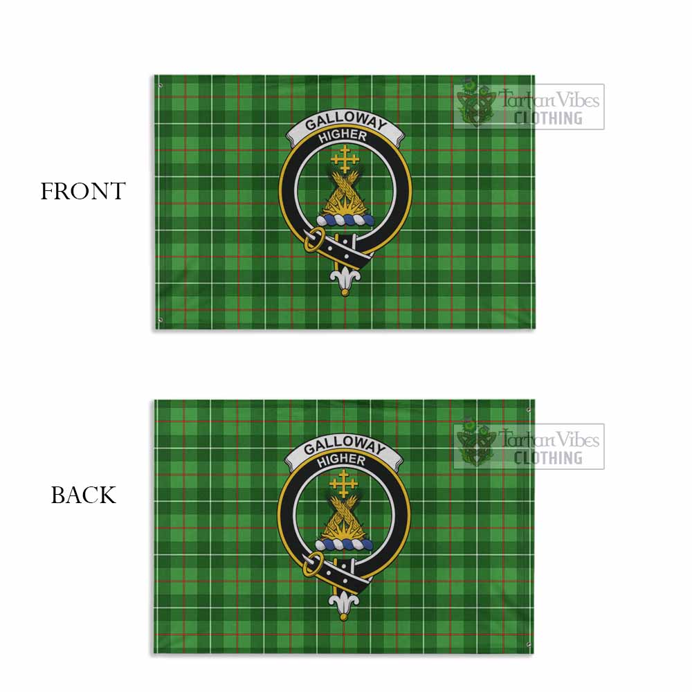 Tartan Vibes Clothing Galloway Tartan House Flag with Family Crest