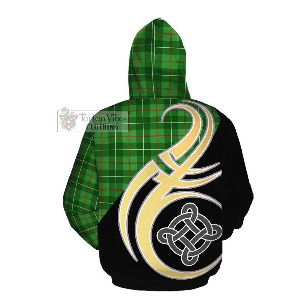 Tartan Vibes Clothing Galloway Tartan Cotton Hoodie with Family Crest and Celtic Symbol Style