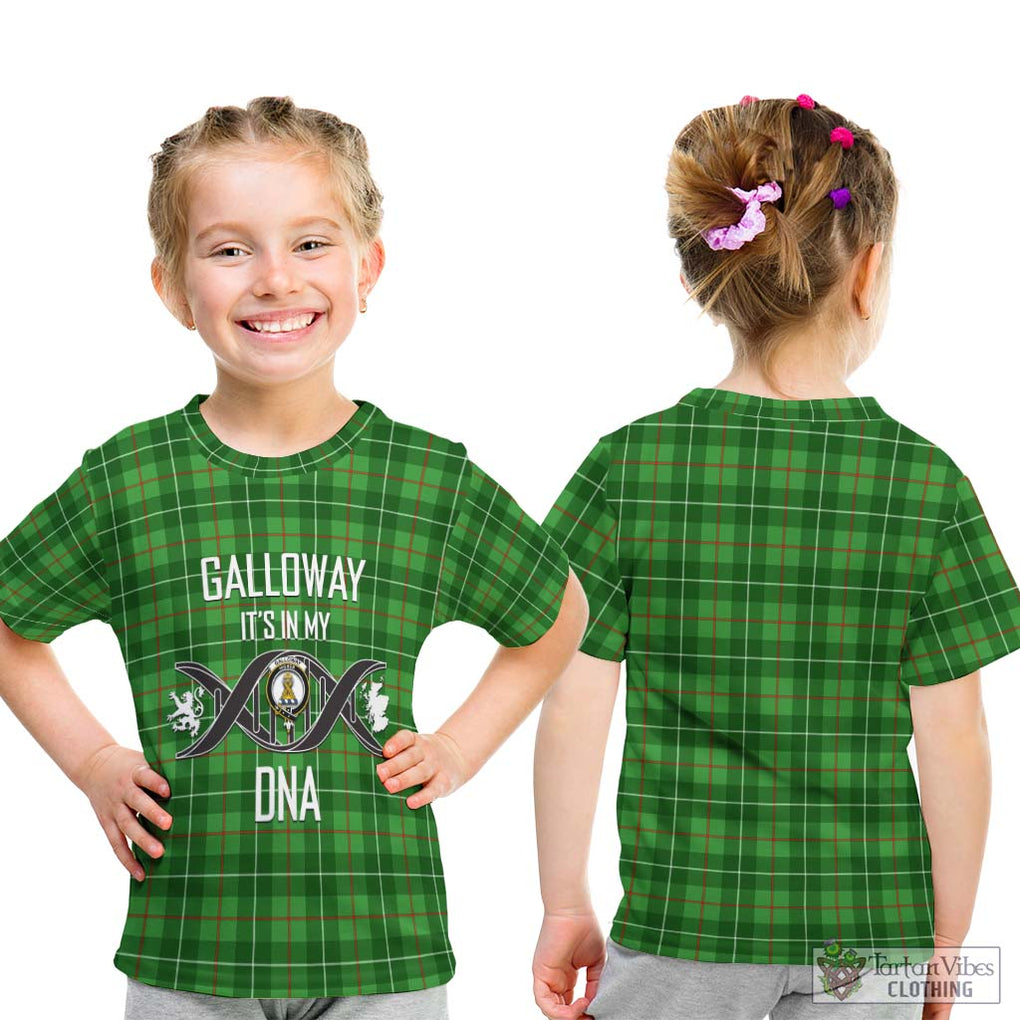 Galloway Tartan Kid T-Shirt with Family Crest DNA In Me Style - Tartanvibesclothing Shop