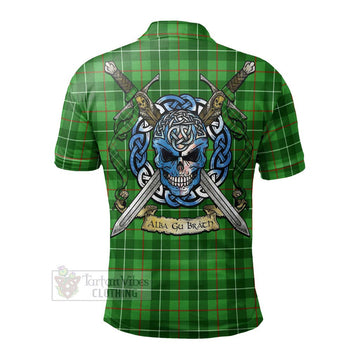 Galloway Tartan Polo Shirt with Family Crest Celtic Skull Style