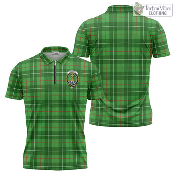 Galloway Tartan Zipper Polo Shirt with Family Crest