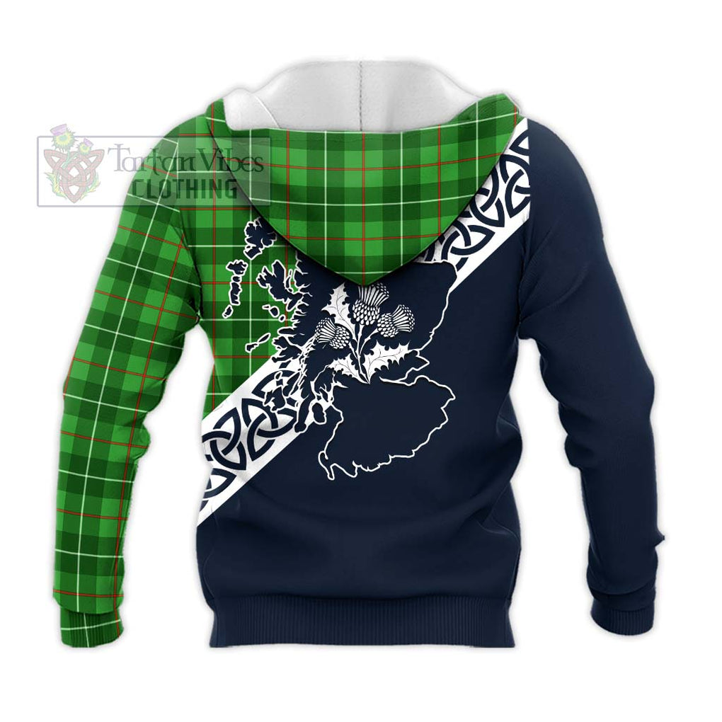 Tartan Vibes Clothing Galloway Tartan Knitted Hoodie Featuring Thistle and Scotland Map