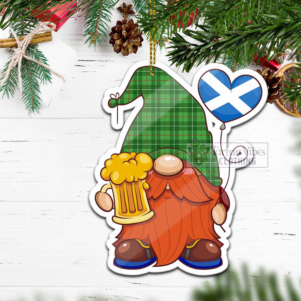 Tartan Vibes Clothing Galloway Tartan Gnome Holding Beer Glass Christmas Ornament with Personalized National Flag