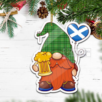 Galloway Tartan Gnome Holding Beer Glass Christmas Ornament with Personalized National Flag