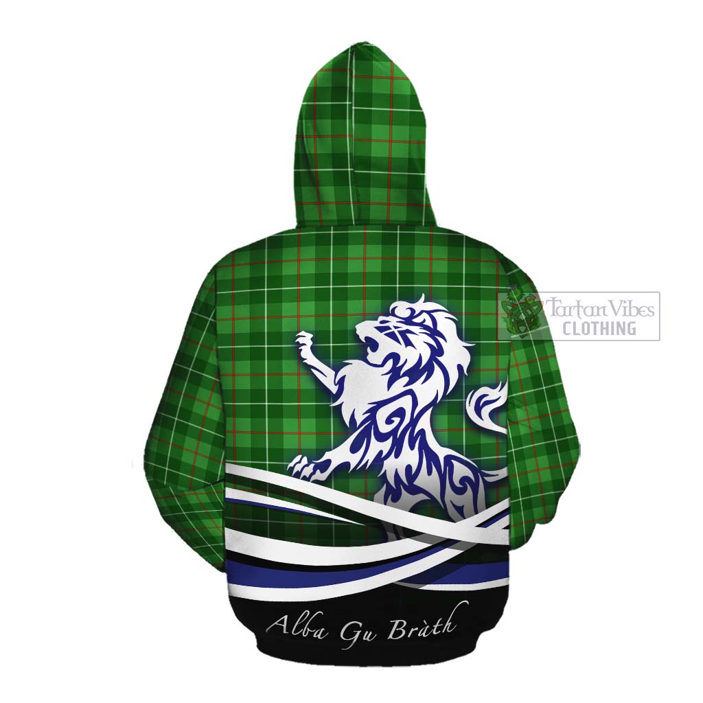 Tartan Vibes Clothing Galloway Tartan Cotton Hoodie with Alba Gu Brath Regal Lion Emblem