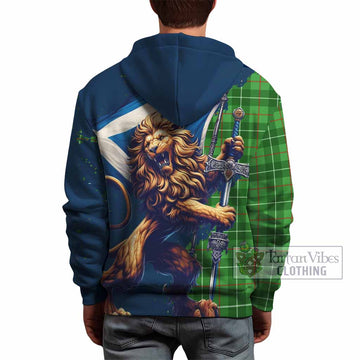 Galloway Tartan Family Crest Hoodie with Scottish Majestic Lion