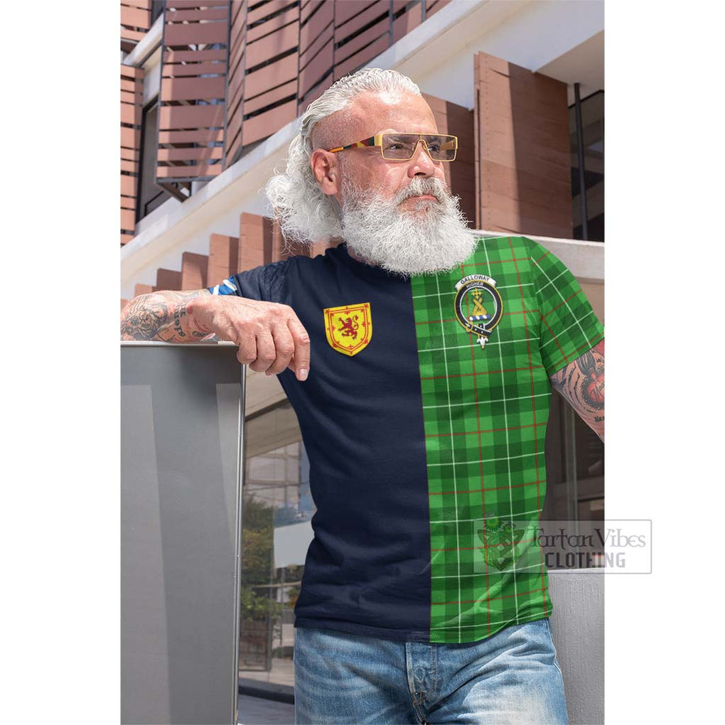 Tartan Vibes Clothing Galloway Tartan Cotton T-shirt with Scottish Lion Royal Arm Half Style