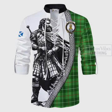 Galloway Tartan Clan Crest Ghillie Kilt Shirt with Highlander Warrior Celtic Style