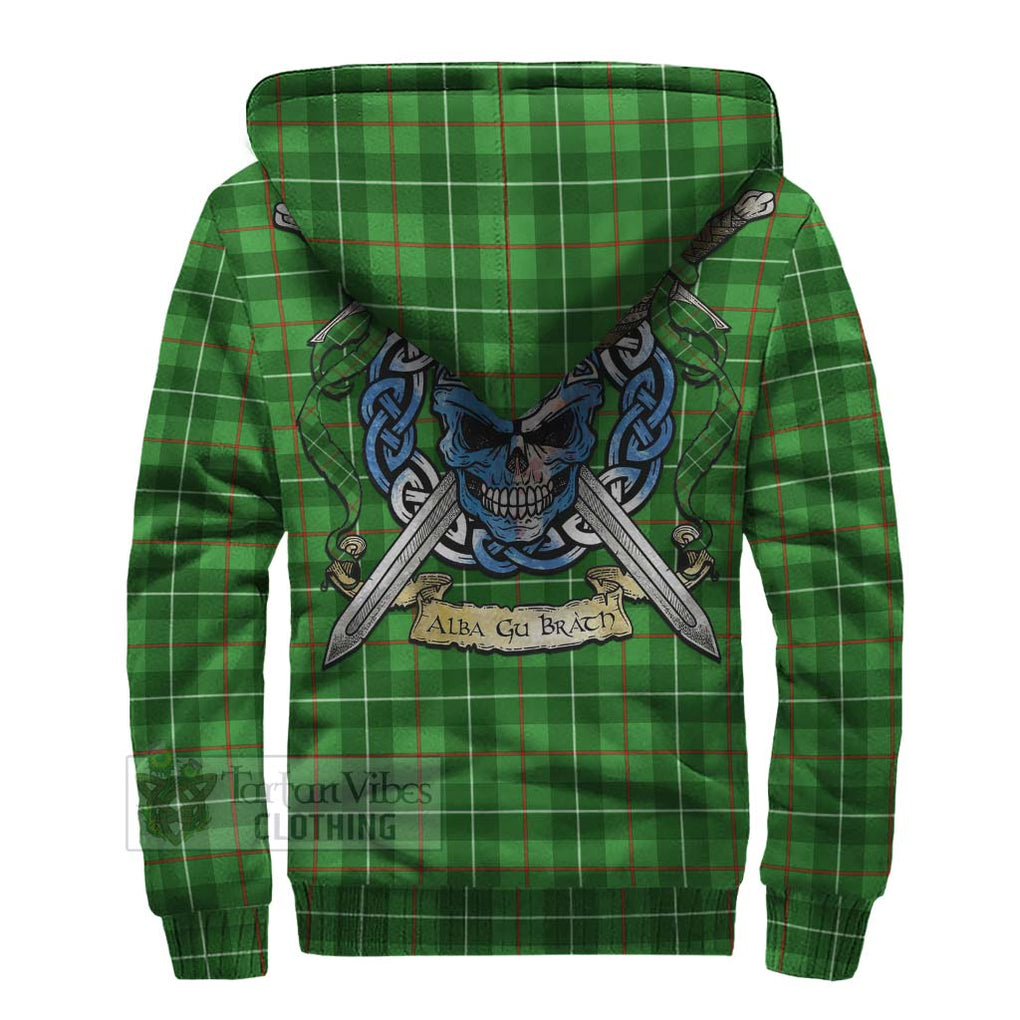 Tartan Vibes Clothing Galloway Tartan Sherpa Hoodie with Family Crest Celtic Skull Style